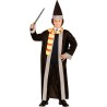 Widmann - Costume da Mago per Bambini Tg. (128 cm - 5/7 anni), Elegante Mantello Nero, Sciarpa a Righe, Accessori Inclusi, 01146