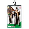 Widmann - Costume da Mago per Bambini Tg. (128 cm - 5/7 anni), Elegante Mantello Nero, Sciarpa a Righe, Accessori Inclusi, 01146