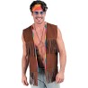 Widmann - Costume da Hippie, Gilet con frange da uomo, marrone, outfit da festival, Tg. L/XL, 12172