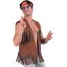 Widmann - Costume da Hippie, Gilet con frange da uomo, marrone, outfit da festival, Tg. L/XL, 12172