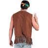 Widmann - Costume da Hippie, Gilet con frange da uomo, marrone, outfit da festival, Tg. L/XL, 12172