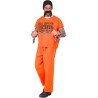 Widmann - Costume Carcerato, prigioniero, detenuto, Tg. XL (maglietta, pantaloni, berretto, baffi), 21374