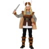 Widmann – Costume da Vichingo per bambini 128 cm (5/7 anni), tunica con cintura e mantello, scaldamuscoli per gambe, casco, 1064