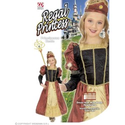 Widmann - Costume da Principessa Regale per bambine (Royalty) Tg. (140 cm - 8/10 anni), vestito con cerchio, copricapo, 58677
