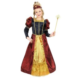 Widmann - Costume da Principessa Regale per bambine (Royalty) Tg. (140 cm - 8/10 anni), vestito con cerchio, copricapo, 58677