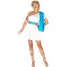 Widmann - Costume da Dea Greca Tg. L, Abito bianco fluido, Cintura turchese, Corona di alloro dorata, 02643