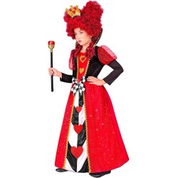 Widmann - Costume da Regina di Cuori per bambini Tg. (140 cm - 8/10 anni), vestito, corona, costume da favola, 22357