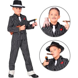 Widmann - Costume da Gangster per bambini Tg. (164 cm - 14/16 anni), abito gessato, criminale, boss mafioso, 18829