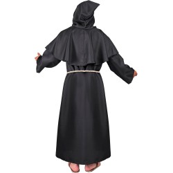 Widmann - Costume da Monaco Oscuro Tg. L/XL, tunica con cappuccio, cintura, collana con croce, chierico, sacerdote, 24363