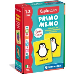 Clementoni - Sapientino Baby Montessori - Carte Primo Memo, Gioco di Memoria Educativo Bambini 1-3 Anni, Carte Tattili per Svilu
