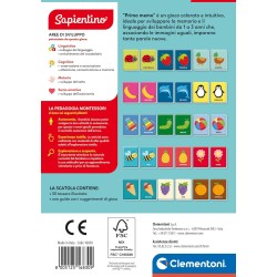 Clementoni - Sapientino Baby Montessori - Carte Primo Memo, Gioco di Memoria Educativo Bambini 1-3 Anni, Carte Tattili per Svilu