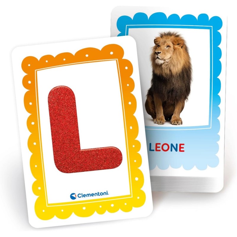 Clementoni Montessori – Le Lettere Tattili | 26 Carte Ruvide Per Imparare L'Alfabeto | Gioco Educativo 3-6 Anni