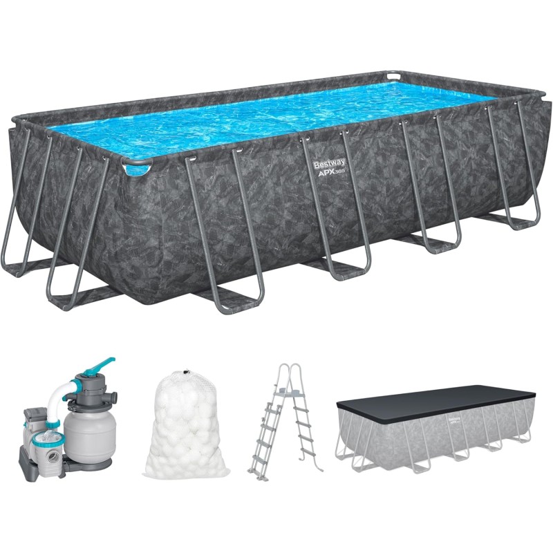 Bestway - Piscina APX 365 Rettangolare 549x274x132 Color Marmo Scuro 561KA Bestway - Piscina APX 365 Rettangolare 549x274x132 Color Marmo Scuro 561KA
