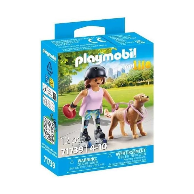 PLAYMOBIL - My Life 71739 Ragazza sui roller con cane Retriever