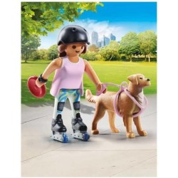 PLAYMOBIL - My Life 71739 Ragazza sui roller con cane Retriever