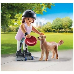 PLAYMOBIL - My Life 71739 Ragazza sui roller con cane Retriever