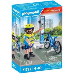 PLAYMOBIL - Action Heroes 71732 Agente di polizia ciclista con stazione di ricarica