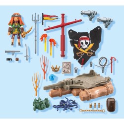 PLAYMOBIL | Pirati | Zattera dei pirati | Giocattolo Pirata | Personaggio Pirata | Giocattoli per bambini dai 4 anni in su | 717
