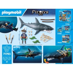 PLAYMOBIL | Pirati | Pirata e squalo gigante | Giocattoli pirata | Personaggio pirata | Giocattoli per bambini dai 4 anni in su 