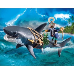 PLAYMOBIL | Pirati | Pirata e squalo gigante | Giocattoli pirata | Personaggio pirata | Giocattoli per bambini dai 4 anni in su 