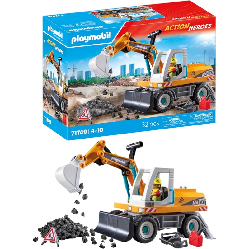 PLAYMOBIL | Action Heroes | Grande Escavatore | Giocattolo da Costruzione per Bambini | Set Escavatore | Giocattolo per Bambini PLAYMOBIL | Action Heroes | Grande Escavatore | Giocattolo da Costruzione per Bambini | Set Escavatore | Giocattolo per Bambini