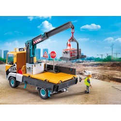 PLAYMOBIL | Action Heroes | Camion da Cantiere con Gru | Giocattolo da Costruzione per Bambini | Set da Cantiere | Giocattolo pe