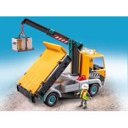 PLAYMOBIL | Action Heroes | Camion da Cantiere con Gru | Giocattolo da Costruzione per Bambini | Set da Cantiere | Giocattolo pe