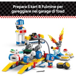 LEGO Super Mario Kart : Officina di Toad, Garage Giocattolo con Macchina da Costruire e 2 Personaggi con Accessori, 72035