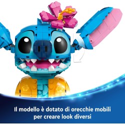 LEGO - Disney Stitch - Idee Regalo Donna o Mamma - Personaggio con Parti Mobili, Camicia e Cono Gelato da Costruire - 43249