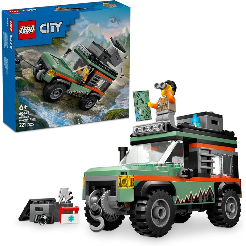 LEGO - City Fuoristrada di Montagna 4x4 - Set con Jeep Giocattolo da Costruire con una Minifigure e Accessori - 60447 LEGO - City Fuoristrada di Montagna 4x4 - Set con Jeep Giocattolo da Costruire con una Minifigure e Accessori - 60447