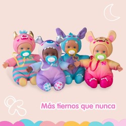 Nenuco Monster Friends Blu, Bambola 15 cm, corpo morbido, vestitino blu, ciuccio, + 10 mesi, Famosa (NFNB1300)