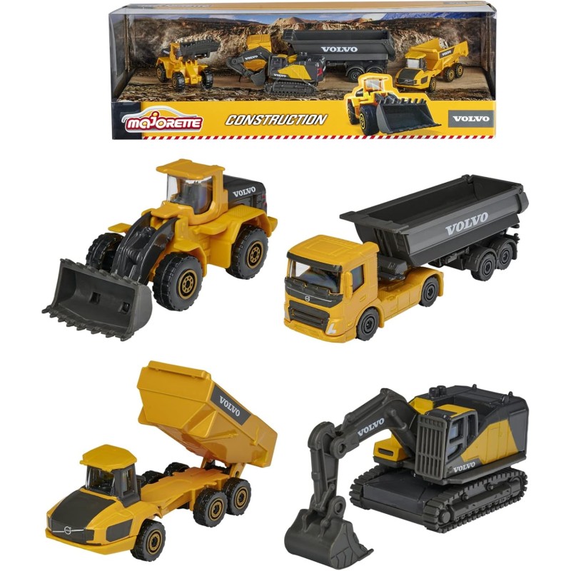Majorette Volvo 4 Pieces Giftpack Modelllastkraftwagen Escavatore Giocattolo, Colore Giallo, Small, 212057287 Majorette Volvo 4 Pieces Giftpack Modelllastkraftwagen Escavatore Giocattolo, Colore Giallo, Small, 212057287