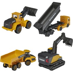 Majorette Volvo 4 Pieces Giftpack Modelllastkraftwagen Escavatore Giocattolo, Colore Giallo, Small, 212057287