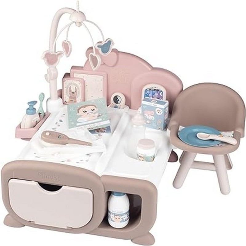 Smoby - Baby Nurse Cocoon Nursery, 7600220379, +3 anni, con funzioni elettroniche, fasciatoio, culla, seggiolone, accessori, per