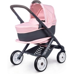 Smoby Multifunzione 3 in 1, Colore Rosa, per Bambole Fino a 42 cm, Passeggino trasformabile per Diverse Esigenze con Design Quin