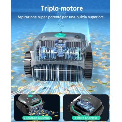 WYBOT C2 - Robot Pulitore Senza Fili a Batteria doppia filtrazione, fino a 180 minuti per Piscina