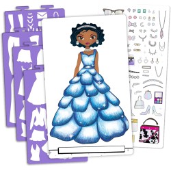 Crayola Creations - Glam Fashion Set, Disegna la tua collezione di moda, Set da disegno con Stencil e Stickers, Attività Creativ