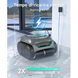 WYBOT C2 - Robot Pulitore Senza Fili a Batteria doppia filtrazione, fino a 180 minuti per Piscina