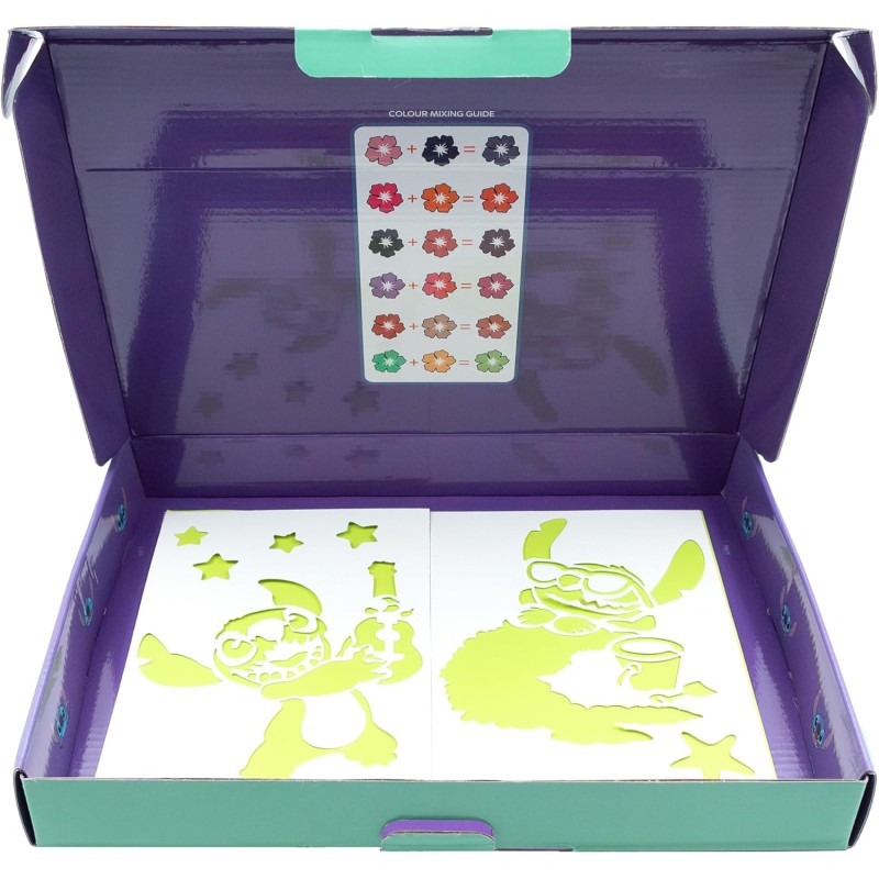 Set Di Pennarelli Aerografo Per Bambini, 12 Colori Lavabili, 20 Stencil, Doppia Punta, Dai 4 Anni, Regalo Creativo - 5