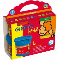 GIOTTO BEBE  - Confezione Da 4 Barattoli Di Colori A Dita, 150 ml, Super Lavabili