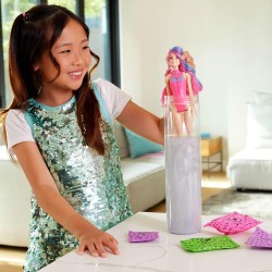 Barbie - Color Reveal Serie Country Chic, bambola a sorpresa con corpetto scintillante metalizzato e 6 accessori inclusi, effet