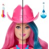 Barbie - Color Reveal Serie Country Chic, bambola a sorpresa con corpetto scintillante metalizzato e 6 accessori inclusi, effet