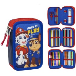 CERDÁ LIFE S LITTLE MOMENTS - Astuccio scolastico per bambini di Paw Patrol - Colore blu - Chiusura a cerniera - 12,5 x 6,5 x 19,5 cm - Triplo scomparto - Include accessori