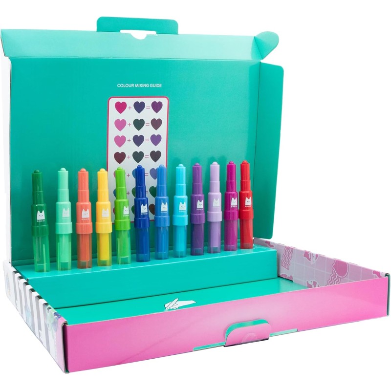 JYPS Set Da Pittura Per Bambini 73 Pezzi Axolotl - Valigetta Artistica Con Libro Da Colorare, Matite, Pennarelli, Pastelli E Adesivi - Regalo Per Bambine 3-7 Anni