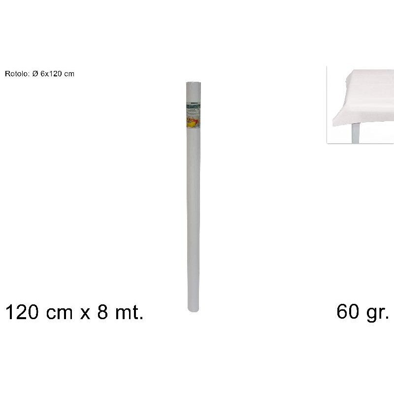 ROTOLO TNT 120 CM X 8 MT 70 GR BIANCO