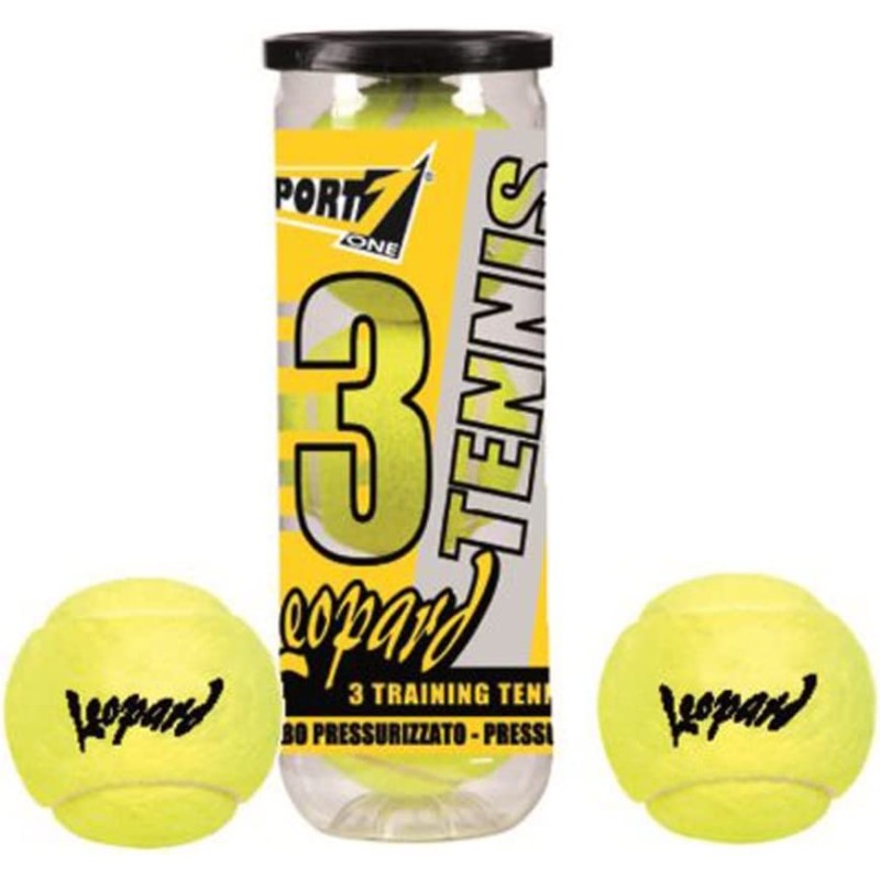 Sport1 - Tubo 3 Palle Tennis Leopard, Multicolore, Taglia Unica, 3.SP201641