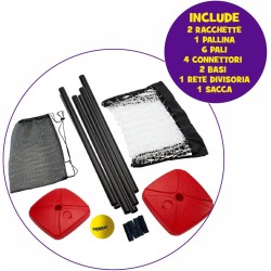 ODS - Sunday, Racchettoni Set Campo Gioco per Giocare in Coppia, con Set Racchette, Pallina di Gomma, Rete Divisoria e Borsa Tr