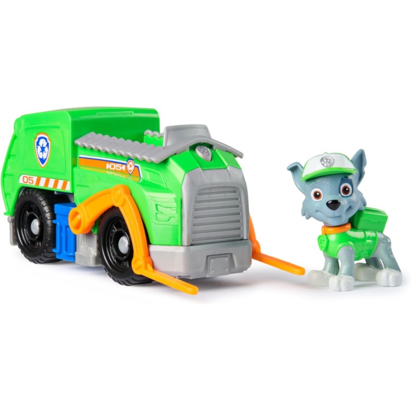 Paw Patrol, Camion per la Raccolta di Rifiuti di Rocky, Veicolo e Personaggio Rocky, Giochi Bambini, 3+ Anni