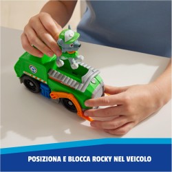 Paw Patrol, Camion per la Raccolta di Rifiuti di Rocky, Veicolo e Personaggio Rocky, Giochi Bambini, 3+ Anni