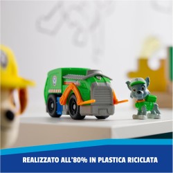 Paw Patrol, Camion per la Raccolta di Rifiuti di Rocky, Veicolo e Personaggio Rocky, Giochi Bambini, 3+ Anni